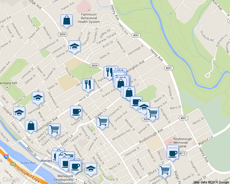 map of restaurants, bars, coffee shops, grocery stores, and more near in Philadelphia