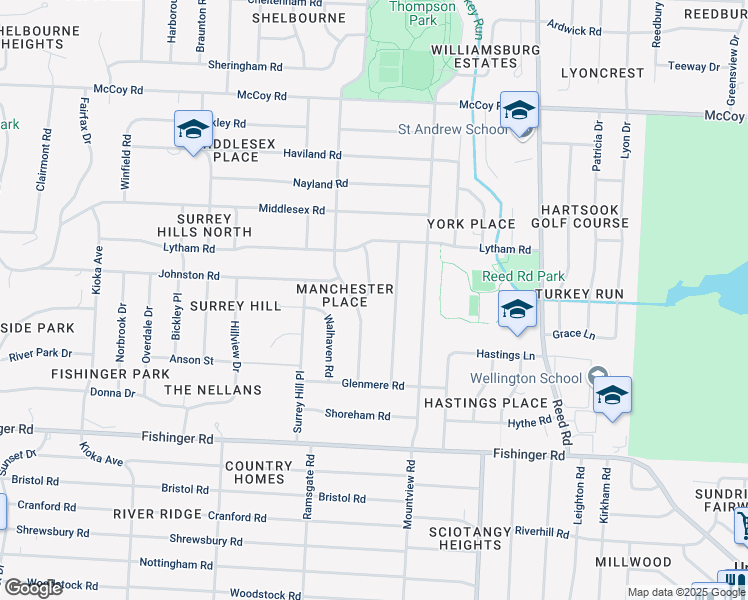 map of restaurants, bars, coffee shops, grocery stores, and more near 3891 Bramford Road in Columbus