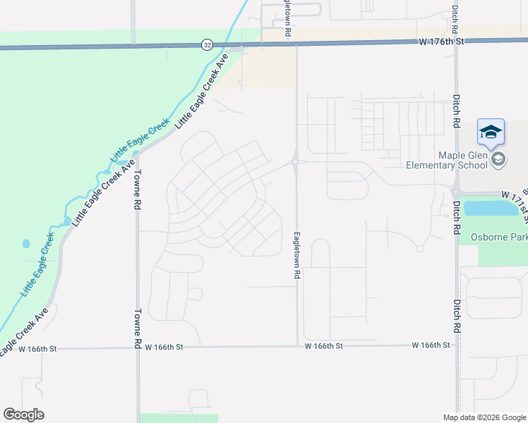 map of restaurants, bars, coffee shops, grocery stores, and more near 17021 Towne Road in Westfield