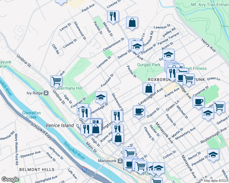 map of restaurants, bars, coffee shops, grocery stores, and more near 326 Wright Street in Philadelphia