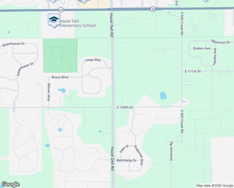 map of restaurants, bars, coffee shops, grocery stores, and more near 17032 Hazel Dell Road in Noblesville