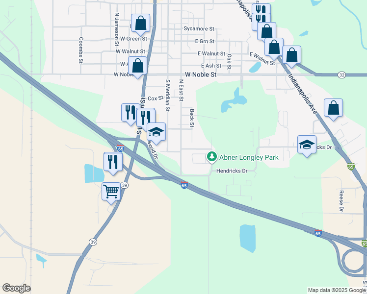 map of restaurants, bars, coffee shops, grocery stores, and more near 1509 Beck Street in Lebanon