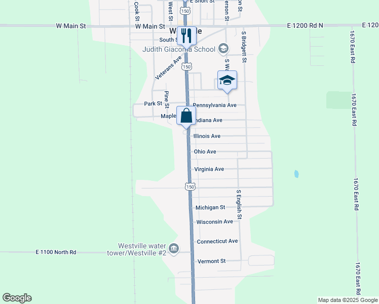 map of restaurants, bars, coffee shops, grocery stores, and more near South State Street in Westville