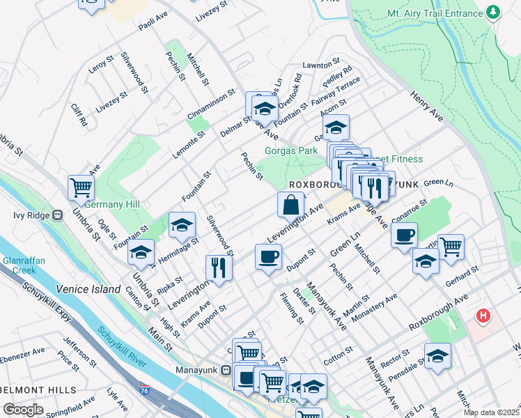 map of restaurants, bars, coffee shops, grocery stores, and more near 353 Hermitage St in Philadelphia