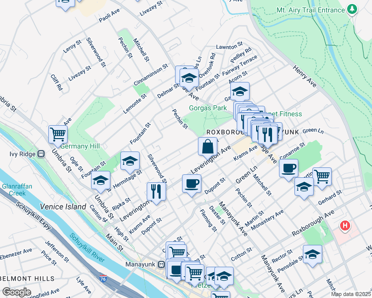 map of restaurants, bars, coffee shops, grocery stores, and more near 353 Hermitage St in Philadelphia