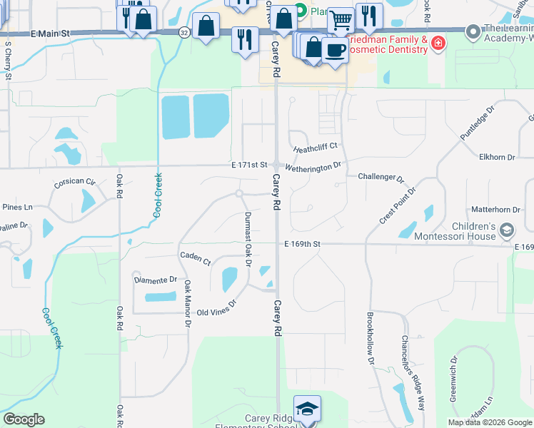 map of restaurants, bars, coffee shops, grocery stores, and more near 2934 Cork Court in Westfield