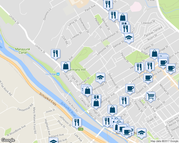 map of restaurants, bars, coffee shops, grocery stores, and more near 211 Delmar Street in Philadelphia