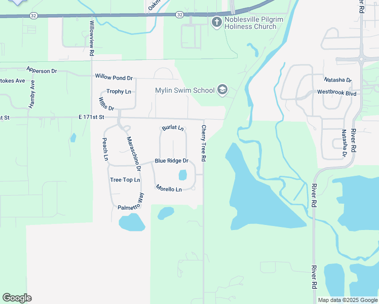 map of restaurants, bars, coffee shops, grocery stores, and more near 7282 Burlat Lane in Noblesville