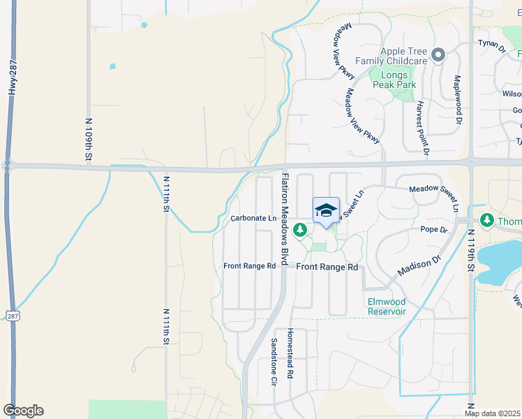 map of restaurants, bars, coffee shops, grocery stores, and more near 637 Sundance Circle in Erie