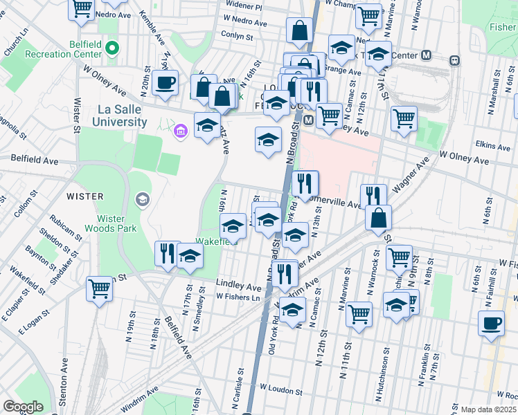 map of restaurants, bars, coffee shops, grocery stores, and more near in Philadelphia
