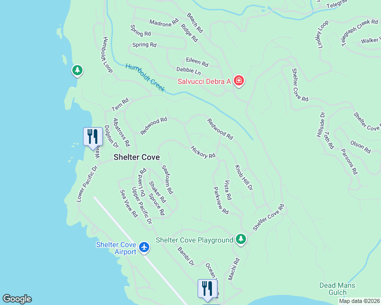 map of restaurants, bars, coffee shops, grocery stores, and more near 31 Fir Court in Whitethorn