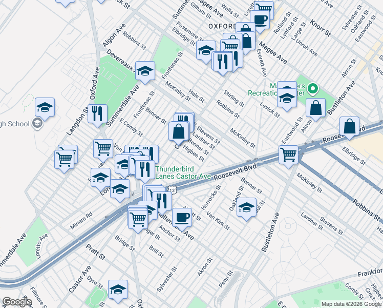 map of restaurants, bars, coffee shops, grocery stores, and more near in Philadelphia
