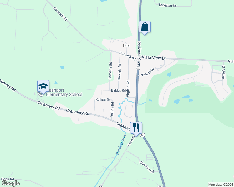 map of restaurants, bars, coffee shops, grocery stores, and more near 3225 Babbs Road in Nashport