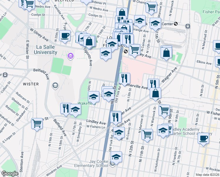map of restaurants, bars, coffee shops, grocery stores, and more near in Philadelphia