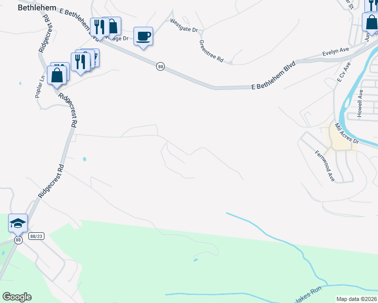 map of restaurants, bars, coffee shops, grocery stores, and more near 113-133 Orchard Lane in Bethlehem