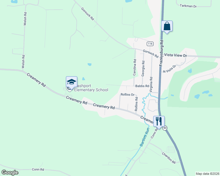 map of restaurants, bars, coffee shops, grocery stores, and more near 3500 Babbs Road in Nashport