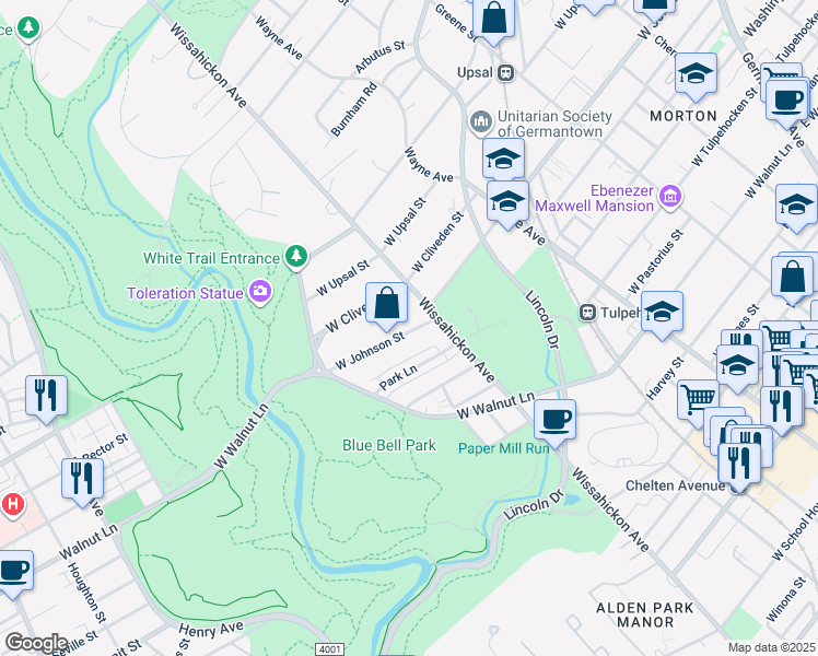 map of restaurants, bars, coffee shops, grocery stores, and more near 624 West Johnson Street in Philadelphia