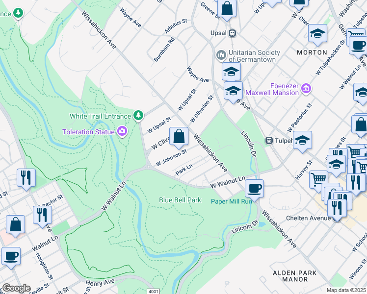 map of restaurants, bars, coffee shops, grocery stores, and more near 634 West Johnson Street in Philadelphia