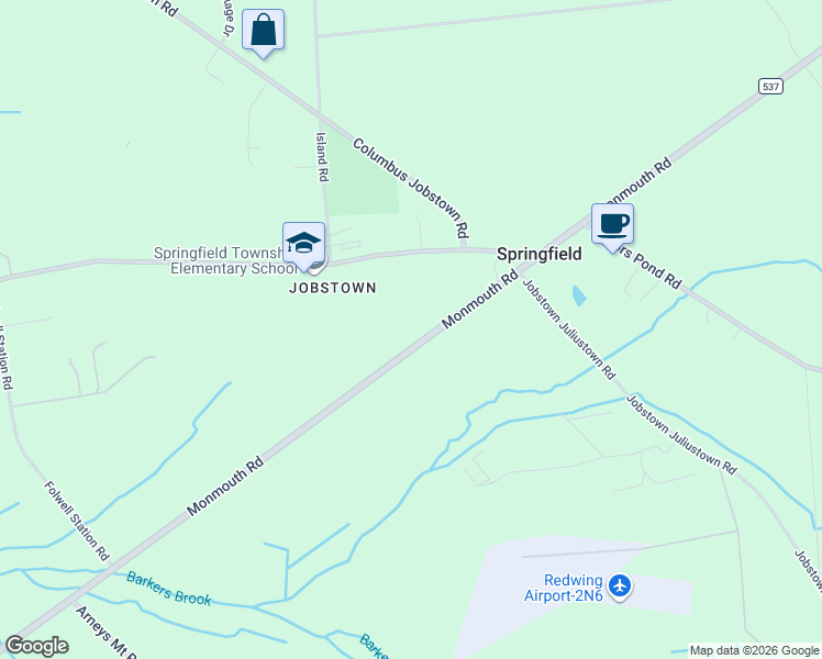 map of restaurants, bars, coffee shops, grocery stores, and more near 2435 Monmouth Road in Springfield