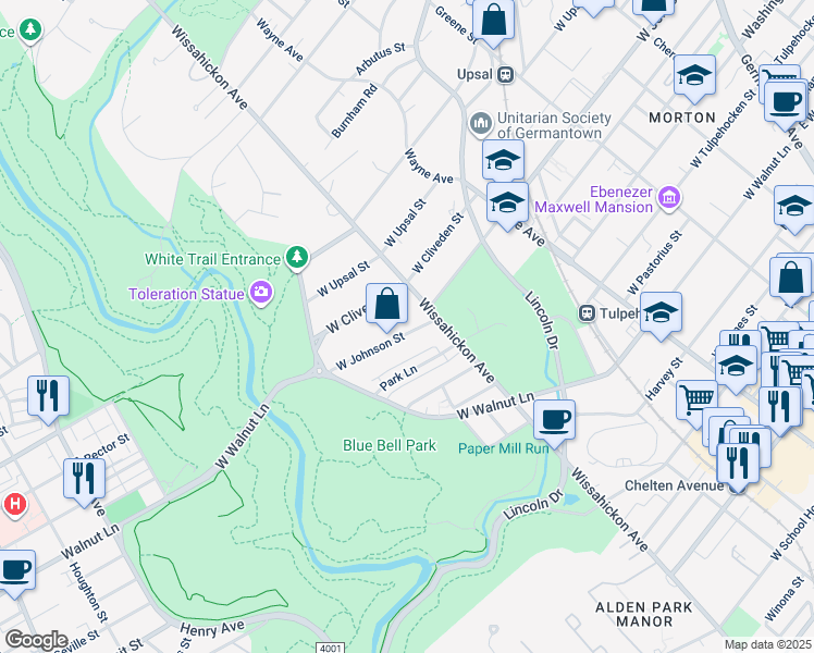 map of restaurants, bars, coffee shops, grocery stores, and more near 622 West Johnson Street in Philadelphia