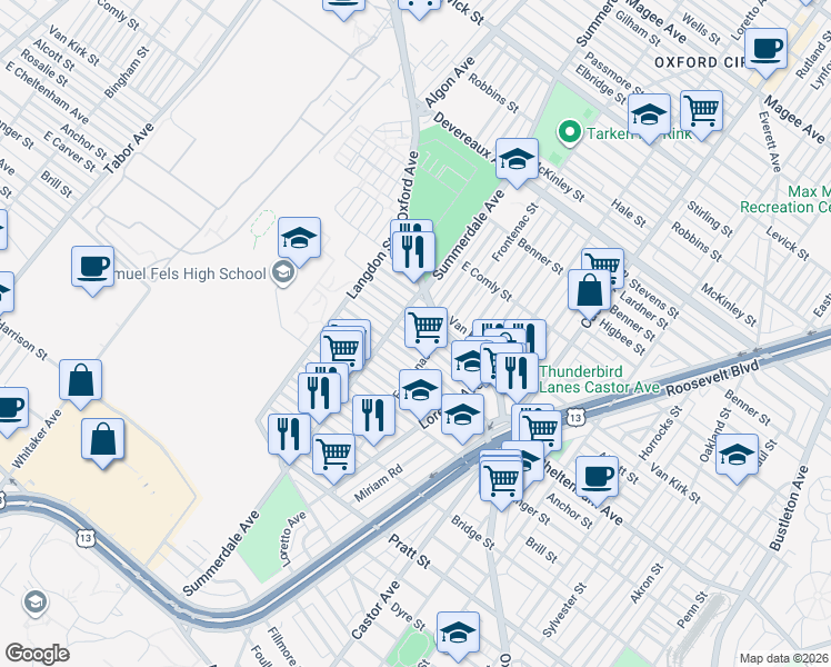 map of restaurants, bars, coffee shops, grocery stores, and more near in Philadelphia