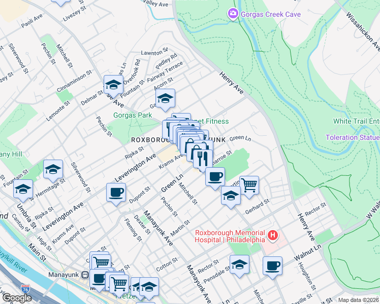 map of restaurants, bars, coffee shops, grocery stores, and more near 514 Dupont Street in Philadelphia