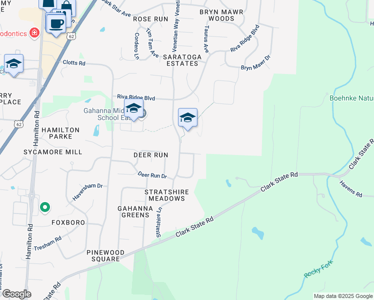 map of restaurants, bars, coffee shops, grocery stores, and more near 770 Roebuck Drive in Columbus
