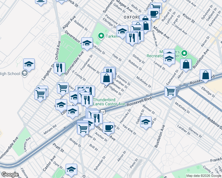 map of restaurants, bars, coffee shops, grocery stores, and more near in Philadelphia