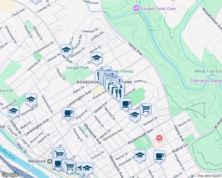 map of restaurants, bars, coffee shops, grocery stores, and more near 514 Dupont Street in Philadelphia