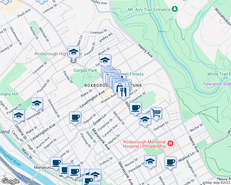 map of restaurants, bars, coffee shops, grocery stores, and more near in Philadelphia