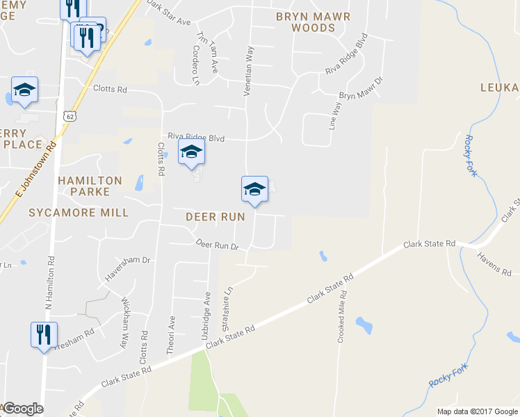 map of restaurants, bars, coffee shops, grocery stores, and more near 770 Roebuck Drive in Columbus