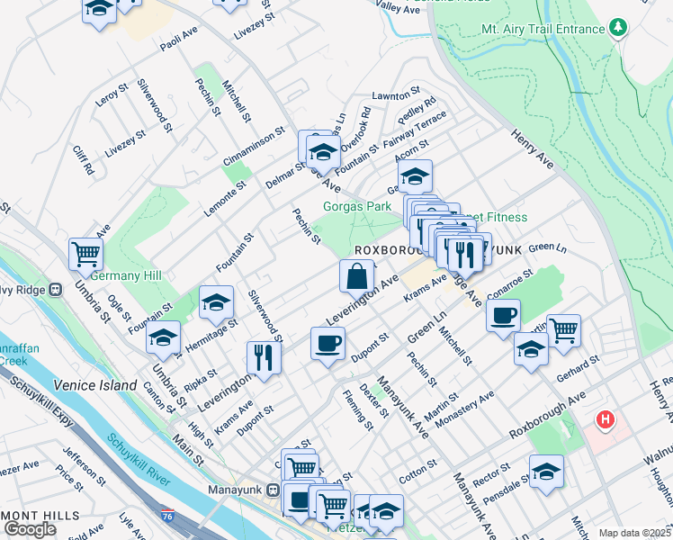 map of restaurants, bars, coffee shops, grocery stores, and more near 387 Hermitage Street in Philadelphia