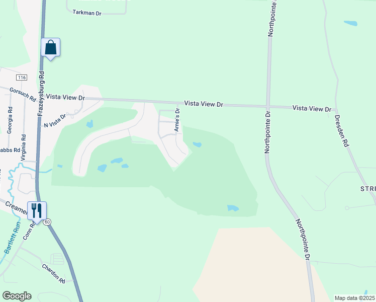 map of restaurants, bars, coffee shops, grocery stores, and more near 6300 Arnie's Drive in Nashport