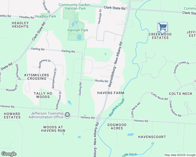 map of restaurants, bars, coffee shops, grocery stores, and more near 2576 Clemton Park East in Blacklick
