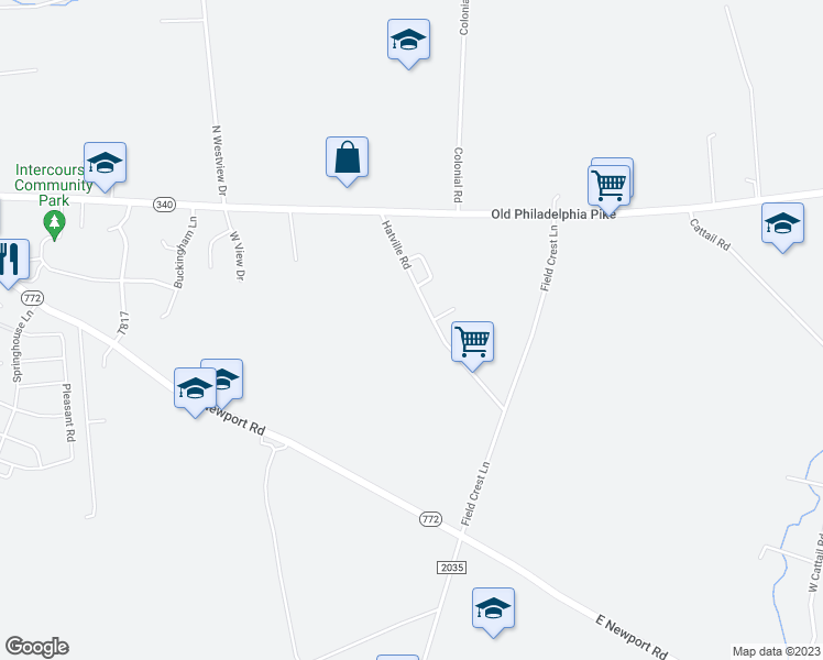 map of restaurants, bars, coffee shops, grocery stores, and more near 42 Hatville Road in Gordonville