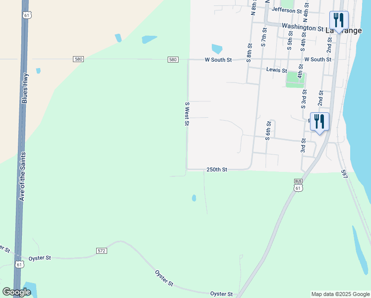 map of restaurants, bars, coffee shops, grocery stores, and more near 24861 South West Street in La Grange