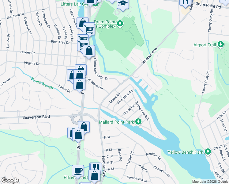 map of restaurants, bars, coffee shops, grocery stores, and more near 103 Havens Drive in Brick Township