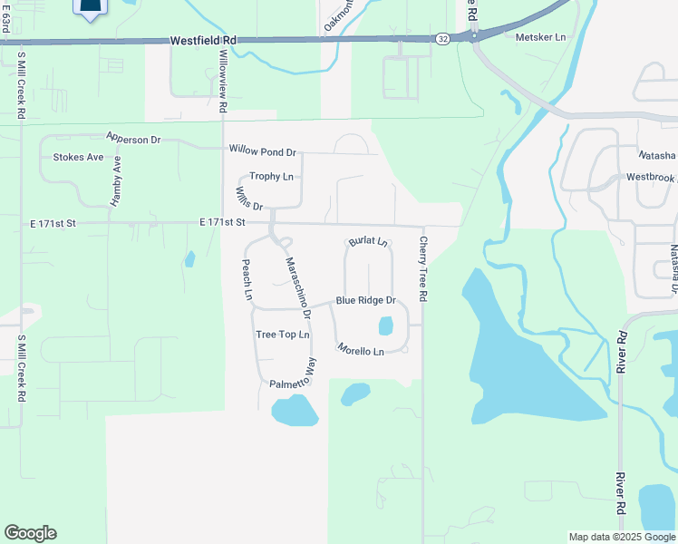 map of restaurants, bars, coffee shops, grocery stores, and more near 7126 Burlat Lane in Noblesville