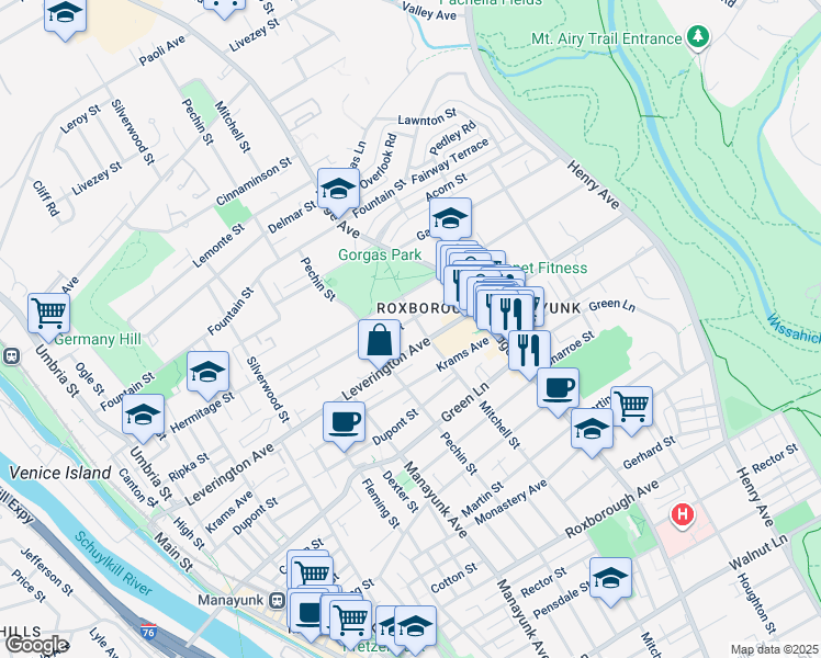 map of restaurants, bars, coffee shops, grocery stores, and more near 451 Ripka Street in Philadelphia