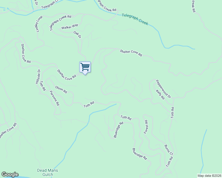 map of restaurants, bars, coffee shops, grocery stores, and more near 88 Cook Road in Whitethorn