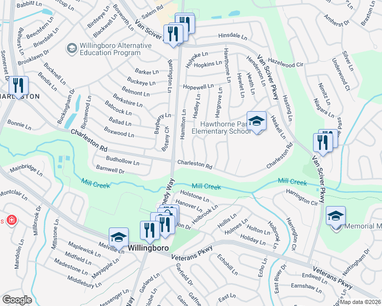 map of restaurants, bars, coffee shops, grocery stores, and more near 11 Harper Lane in Willingboro