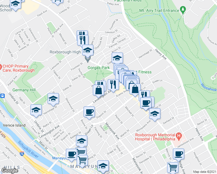 map of restaurants, bars, coffee shops, grocery stores, and more near 439 Ripka Street in Philadelphia
