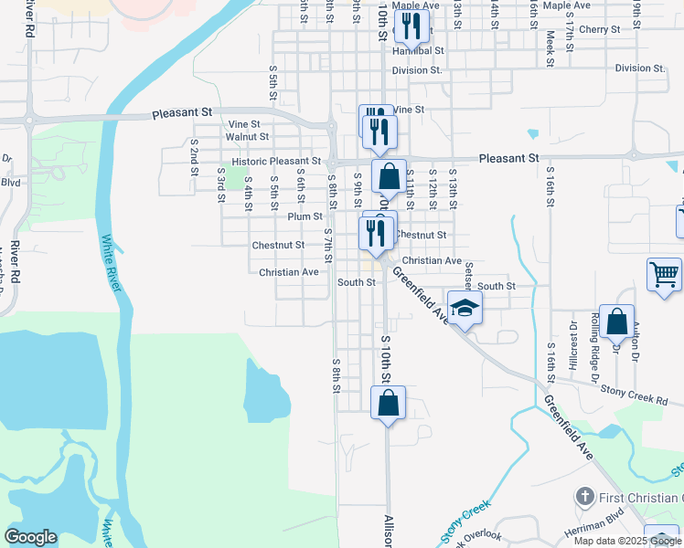map of restaurants, bars, coffee shops, grocery stores, and more near 1264 South 8th Street in Noblesville