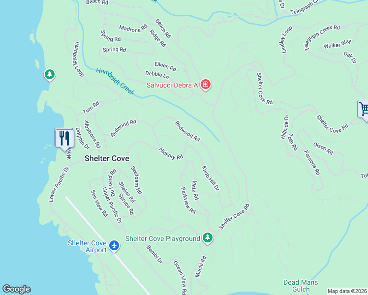 map of restaurants, bars, coffee shops, grocery stores, and more near 62 Hickory Road in Whitethorn