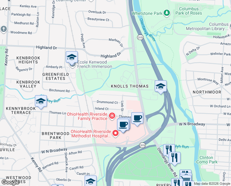 map of restaurants, bars, coffee shops, grocery stores, and more near 686 Latham Court in Columbus