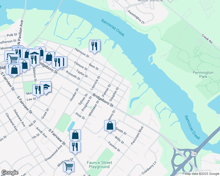 map of restaurants, bars, coffee shops, grocery stores, and more near 801 Taylor Street in Riverside