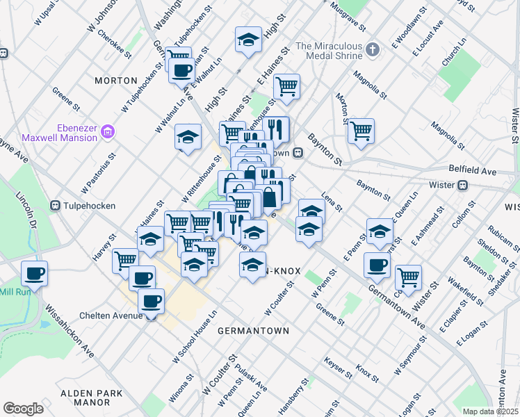 map of restaurants, bars, coffee shops, grocery stores, and more near 5606 Germantown Avenue in Philadelphia