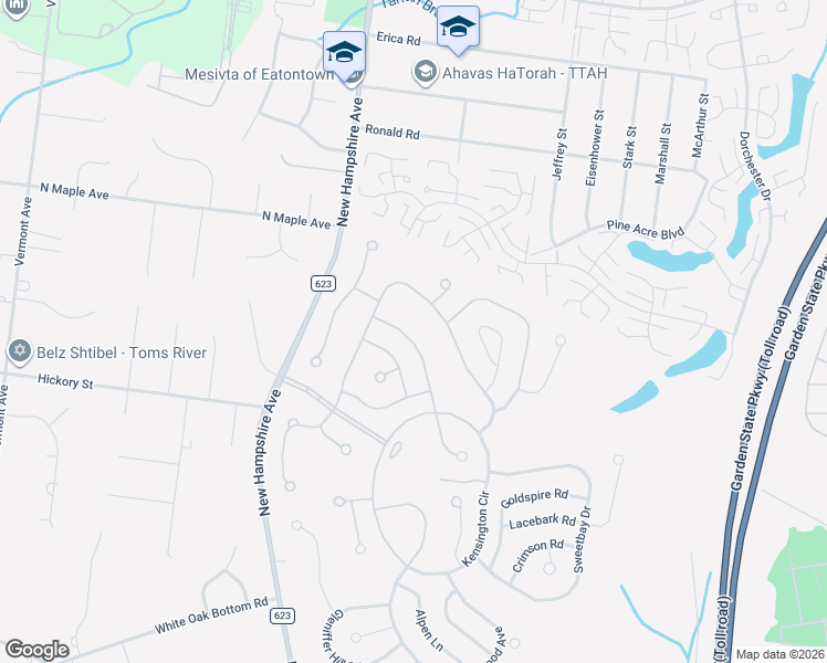 map of restaurants, bars, coffee shops, grocery stores, and more near 2265 Beltane Rd in Toms River