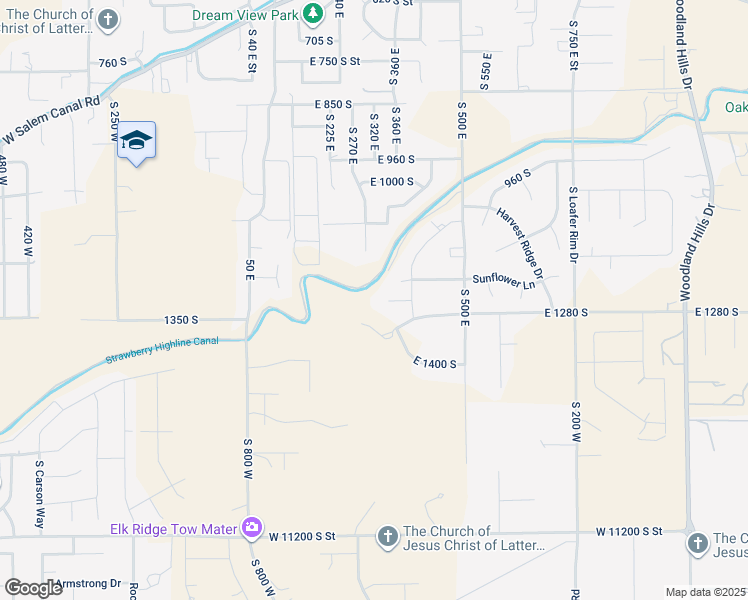 map of restaurants, bars, coffee shops, grocery stores, and more near 336 East 1260 South in Salem