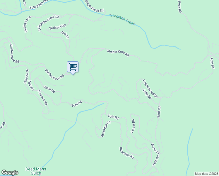 map of restaurants, bars, coffee shops, grocery stores, and more near 168 Cook Rd in Whitethorn